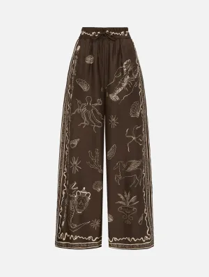 Sammy Silk Pant in Brown