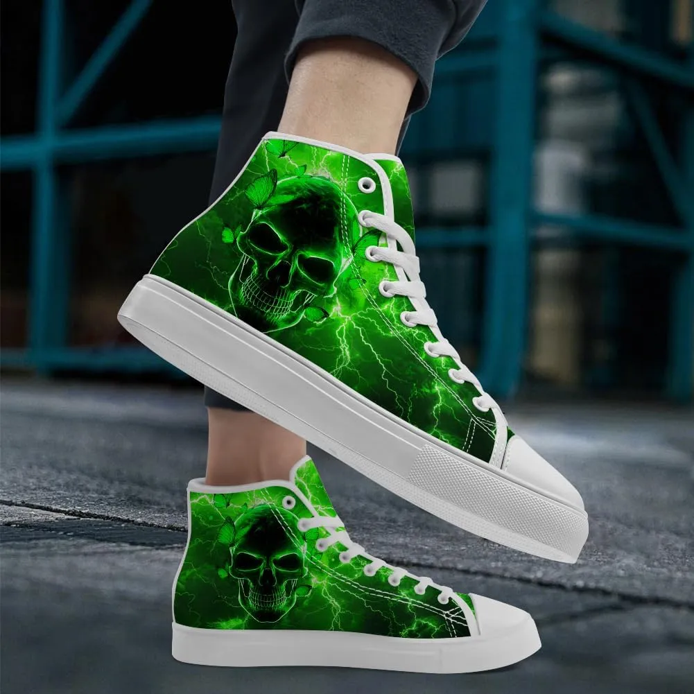 Skull High Top Canvas Shoes for Men Women High Top Sneakers Lace Up Casual Shoes Gifts for Dad Mom
