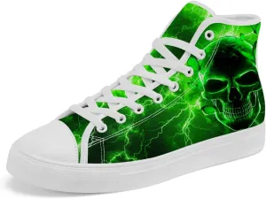 Skull High Top Canvas Shoes for Men Women High Top Sneakers Lace Up Casual Shoes Gifts for Dad Mom