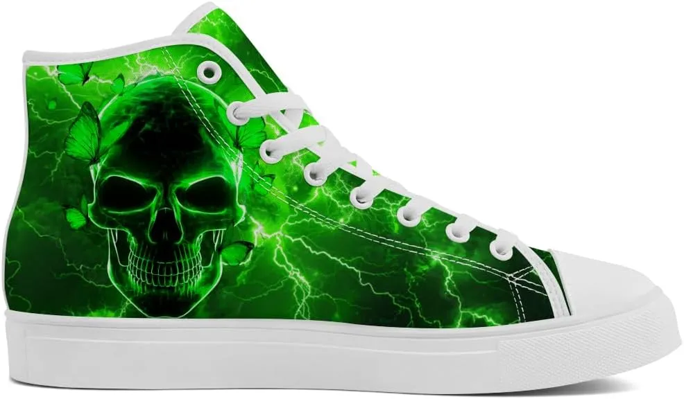 Skull High Top Canvas Shoes for Men Women High Top Sneakers Lace Up Casual Shoes Gifts for Dad Mom