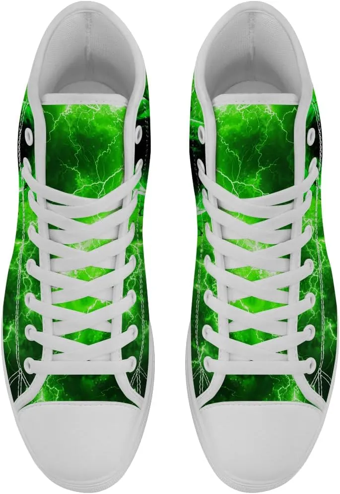 Skull High Top Canvas Shoes for Men Women High Top Sneakers Lace Up Casual Shoes Gifts for Dad Mom