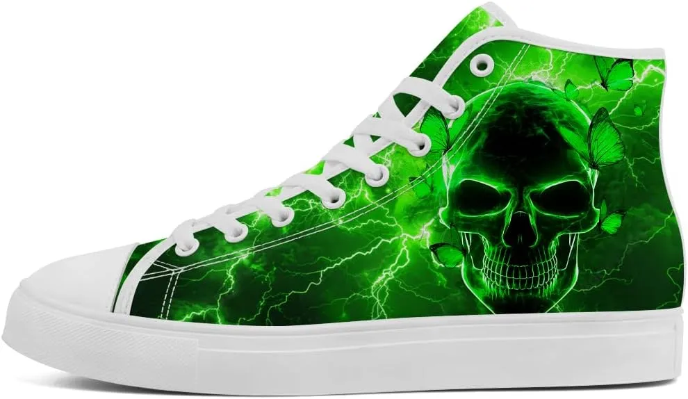 Skull High Top Canvas Shoes for Men Women High Top Sneakers Lace Up Casual Shoes Gifts for Dad Mom