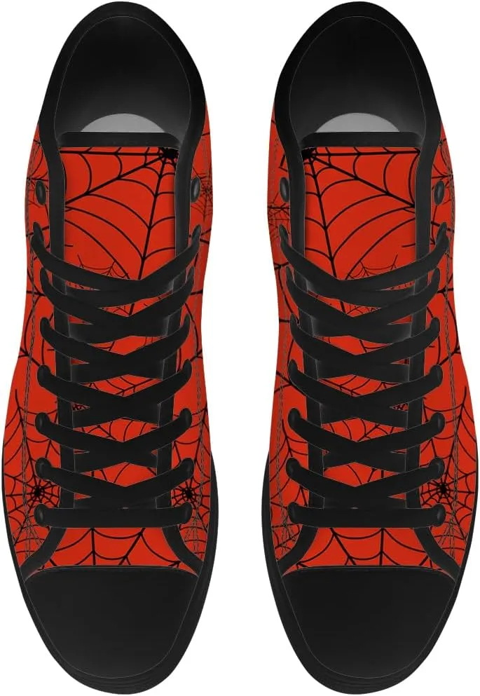 Spider Web High Top Canvas Shoes for Men Women High Top Sneakers Lace Up Casual Shoes Gifts for Boyfriend Girlfriend