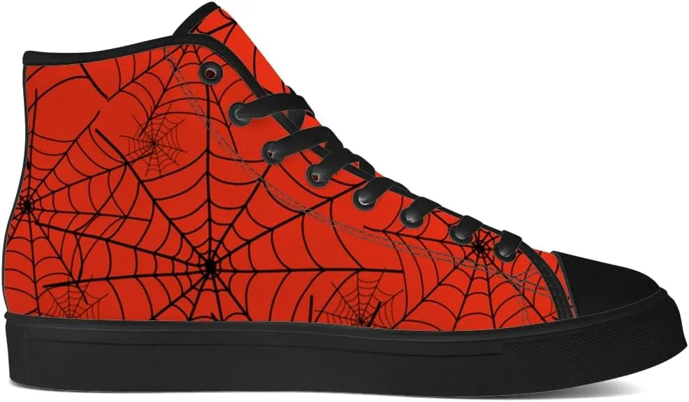 Spider Web High Top Canvas Shoes for Men Women High Top Sneakers Lace Up Casual Shoes Gifts for Boyfriend Girlfriend