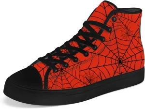 Spider Web High Top Canvas Shoes for Men Women High Top Sneakers Lace Up Casual Shoes Gifts for Boyfriend Girlfriend