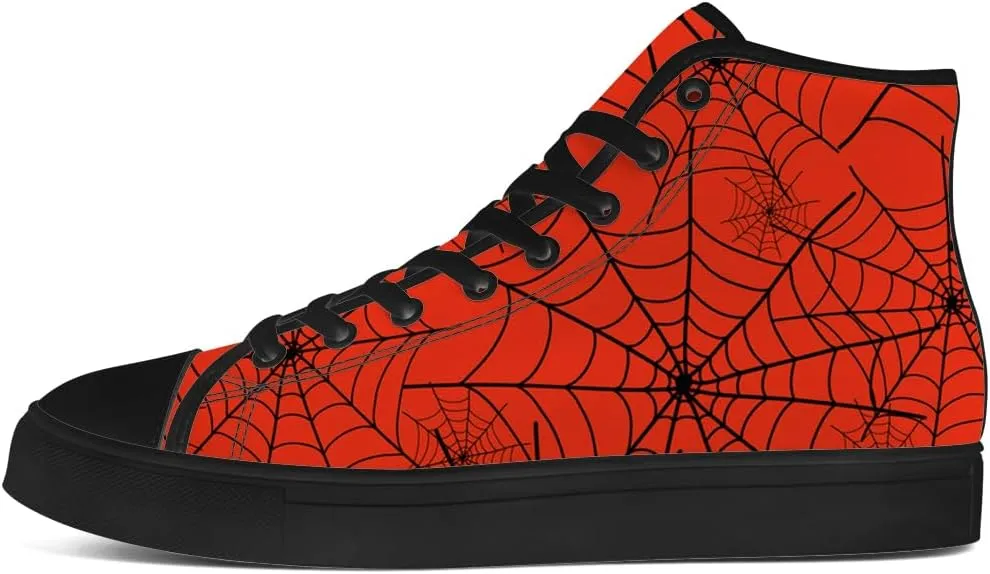 Spider Web High Top Canvas Shoes for Men Women High Top Sneakers Lace Up Casual Shoes Gifts for Boyfriend Girlfriend