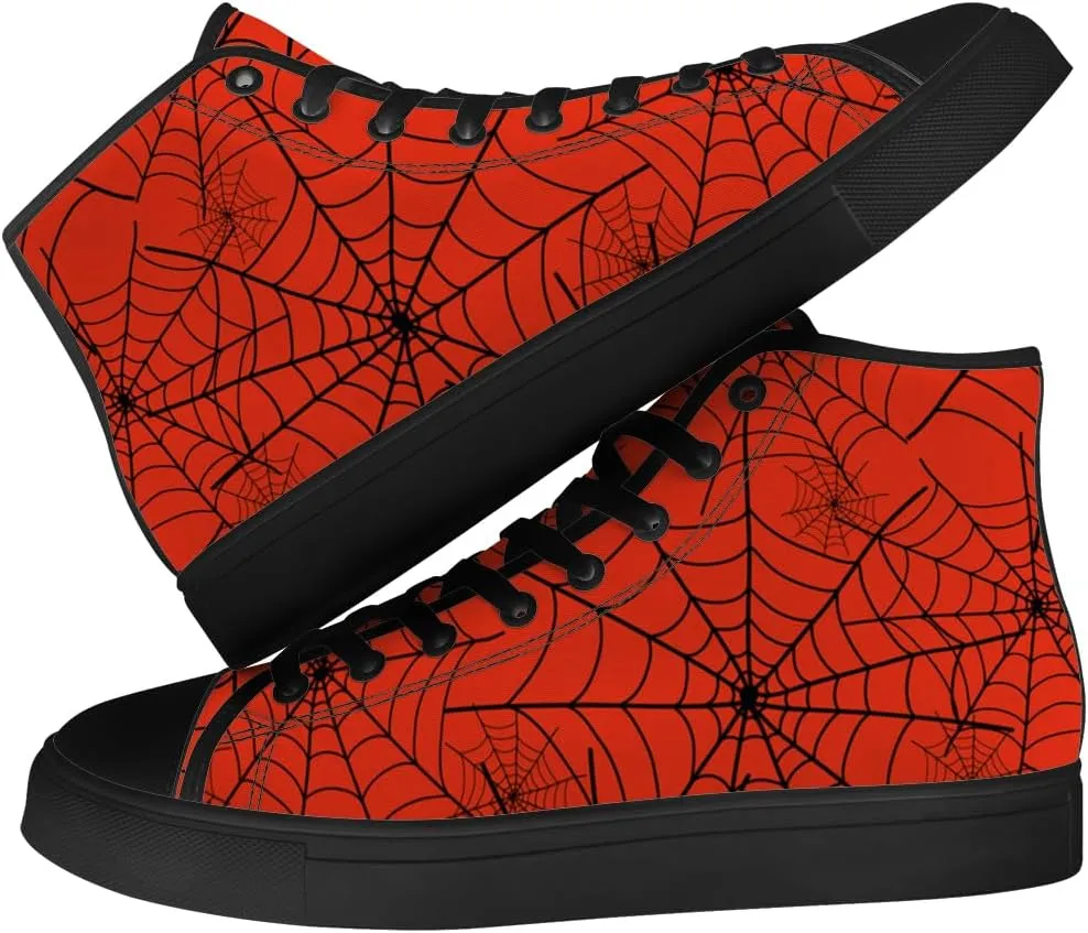 Spider Web High Top Canvas Shoes for Men Women High Top Sneakers Lace Up Casual Shoes Gifts for Boyfriend Girlfriend