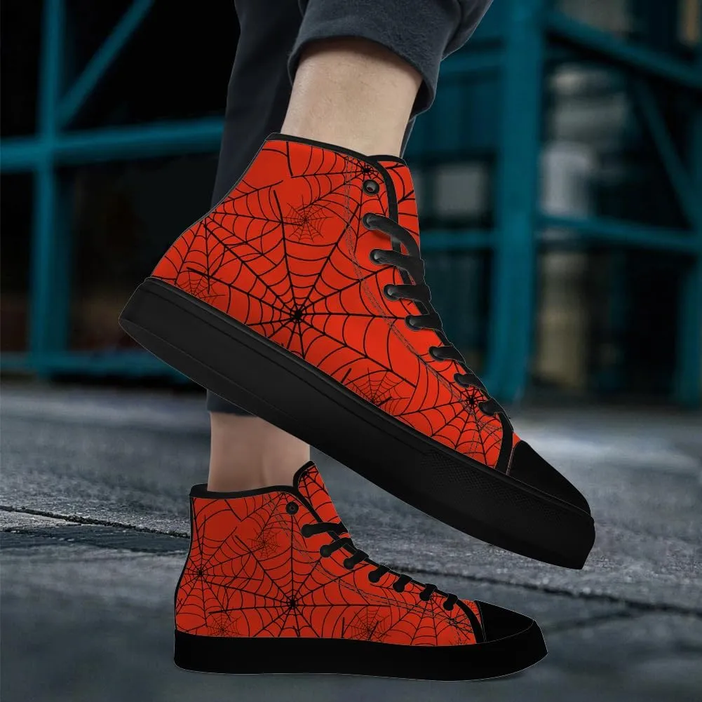 Spider Web High Top Canvas Shoes for Men Women High Top Sneakers Lace Up Casual Shoes Gifts for Boyfriend Girlfriend