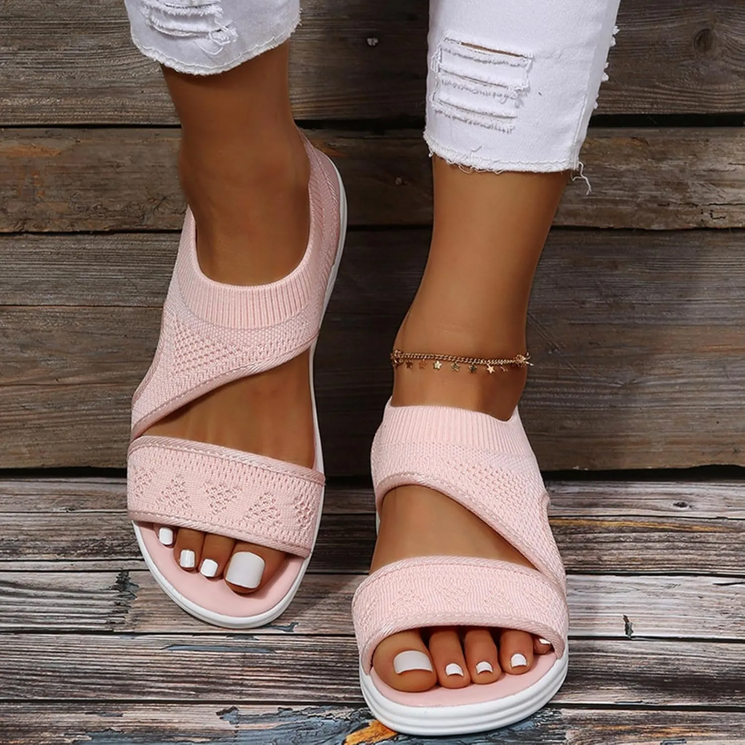 Summer Sports Sandals Women Breathable Mesh Orthopedic Sandals Soft Mat Diabetic Sandals Flat Beach Walking Sandals