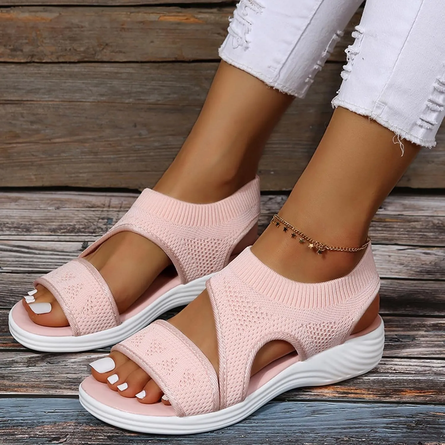 Summer Sports Sandals Women Breathable Mesh Orthopedic Sandals Soft Mat Diabetic Sandals Flat Beach Walking Sandals