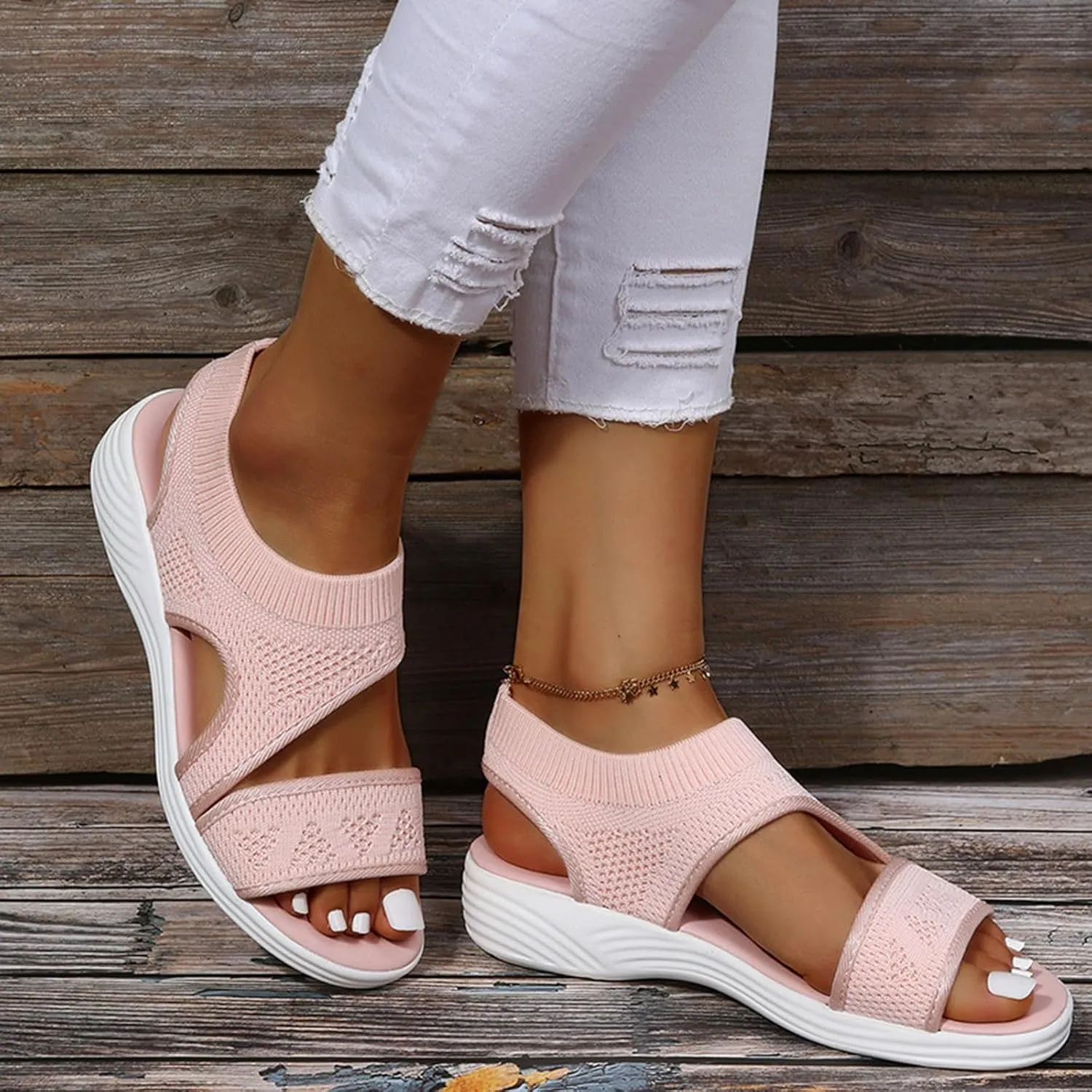 Summer Sports Sandals Women Breathable Mesh Orthopedic Sandals Soft Mat Diabetic Sandals Flat Beach Walking Sandals