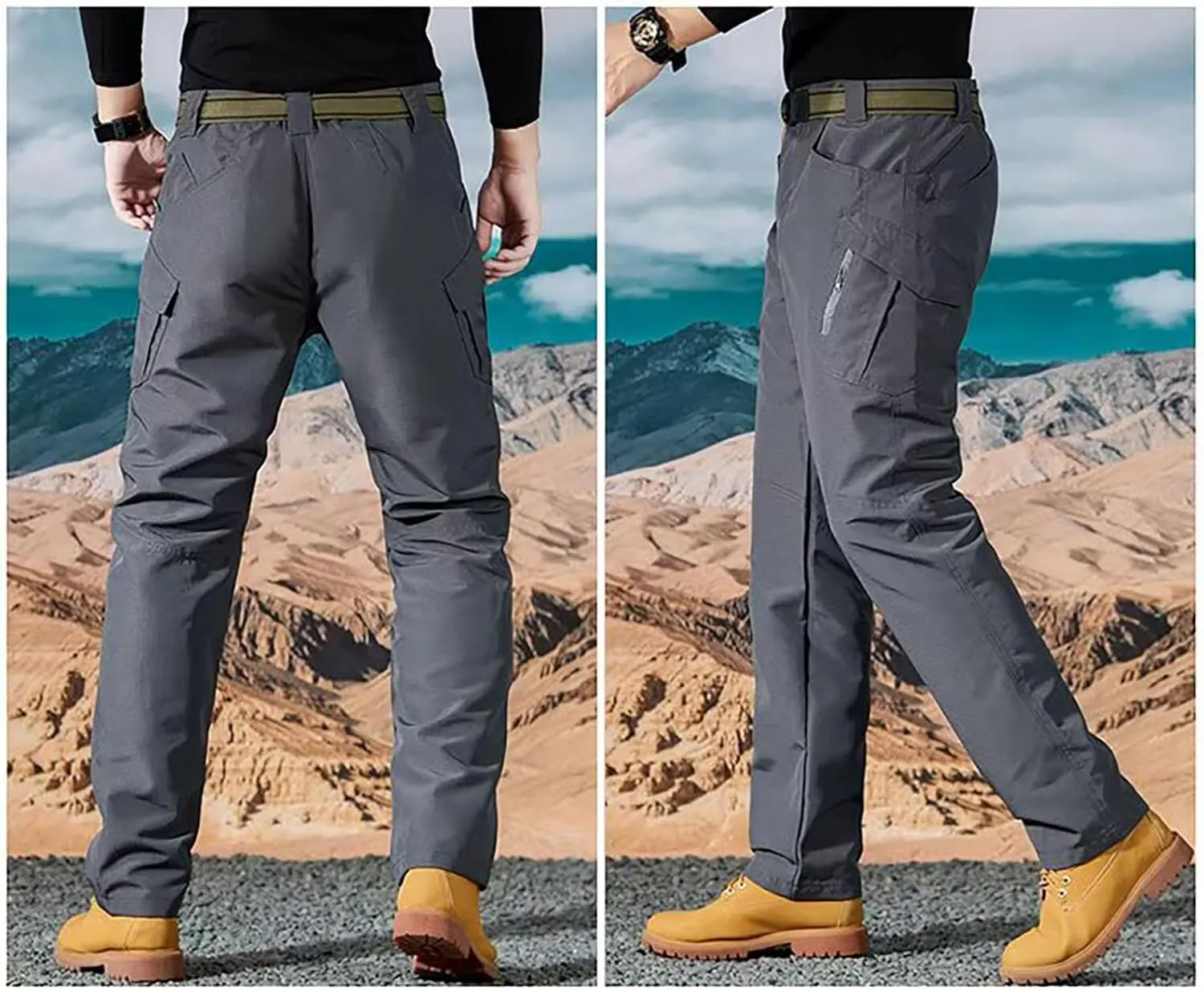 Tactical Pants for Men Stretch Ripstop Waterproof Zipper Cargo Hiking Pants Comfy Work Pant Outdoor with Pockets