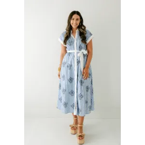 The Lori Blue Floral Stripe Dress