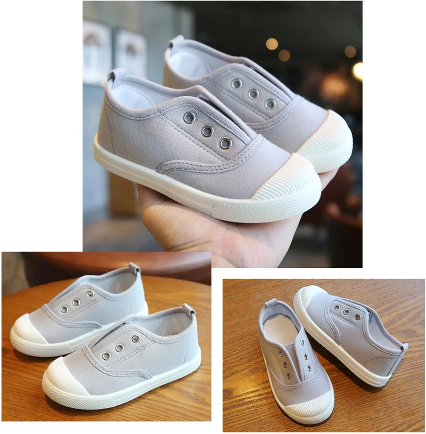 Toddler Boys Girls Low Top Canvas Slip On Shoes Lightweight Kids Sneakers School Runing Tennis Shoes Casual