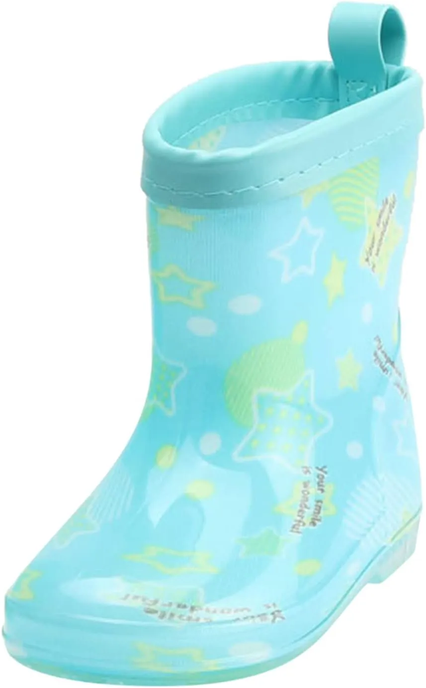 Toddler Kids Waterproof Rain Boots Cartoon Bowknot Infant Boys Girls PVC Rain Boots Boots for Big Kid (Blue, 6-7 Years)