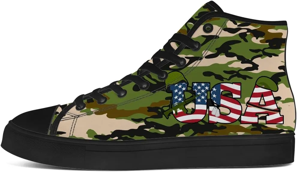 Veteran High Top Canvas Shoes for Men Women High Top Sneakers Lace Up Casual Shoes Gifts for Mama Papa