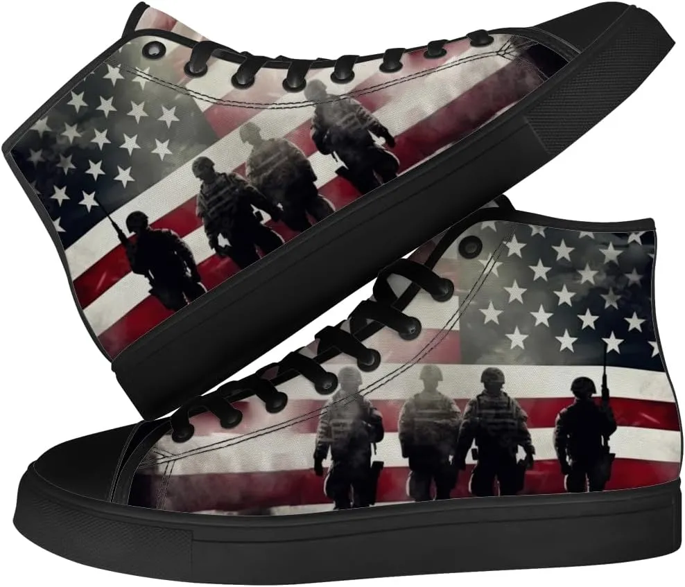 Veteran High Top Canvas Shoes for Men Women High Top Sneakers Lace Up Casual Shoes Gifts for Mama Papa