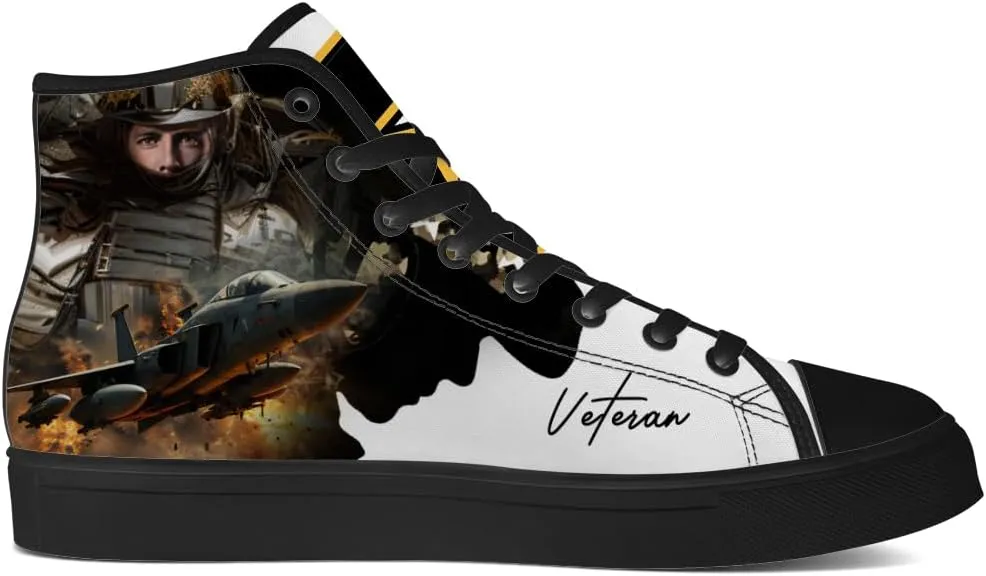 Veteran High Top Canvas Shoes for Men Women High Top Sneakers Lace Up Casual Shoes Gifts for Mama Papa