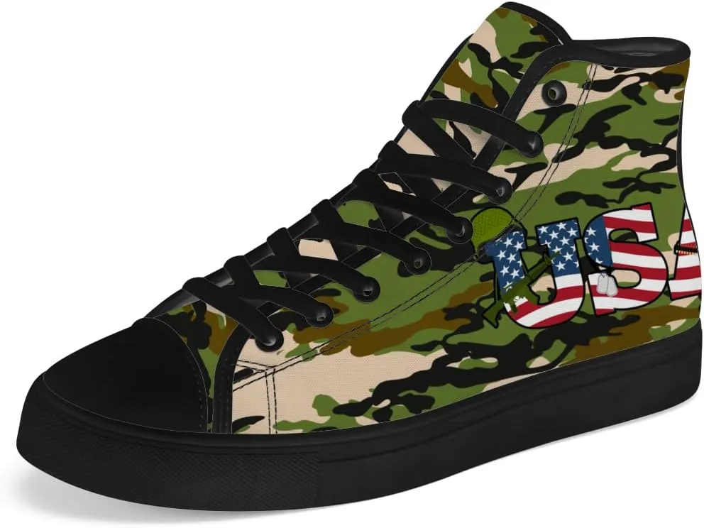 Veteran High Top Canvas Shoes for Men Women High Top Sneakers Lace Up Casual Shoes Gifts for Mama Papa