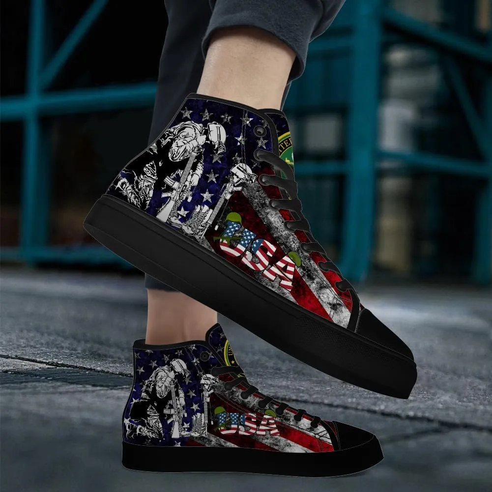 Veteran High Top Canvas Shoes for Men Women High Top Sneakers Lace Up Casual Shoes Gifts for Mama Papa