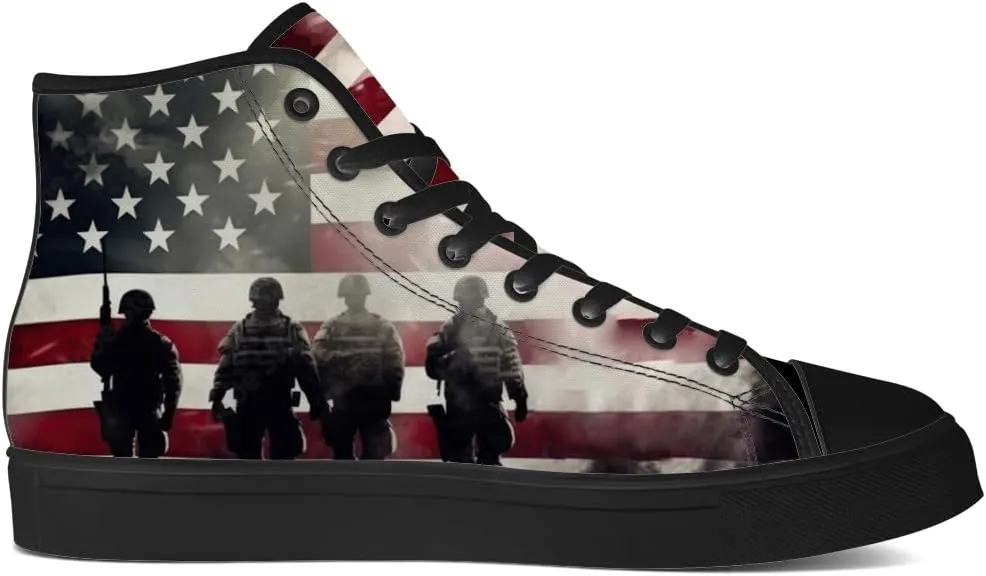 Veteran High Top Canvas Shoes for Men Women High Top Sneakers Lace Up Casual Shoes Gifts for Mama Papa
