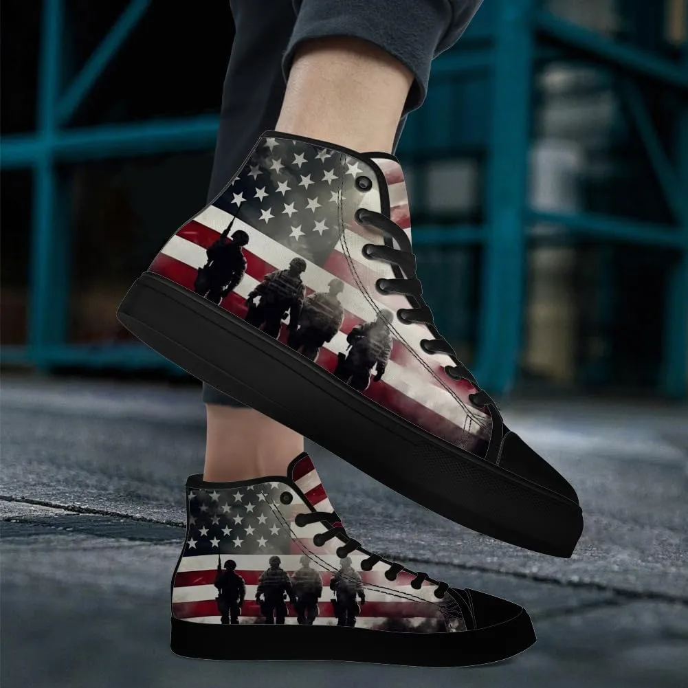 Veteran High Top Canvas Shoes for Men Women High Top Sneakers Lace Up Casual Shoes Gifts for Mama Papa