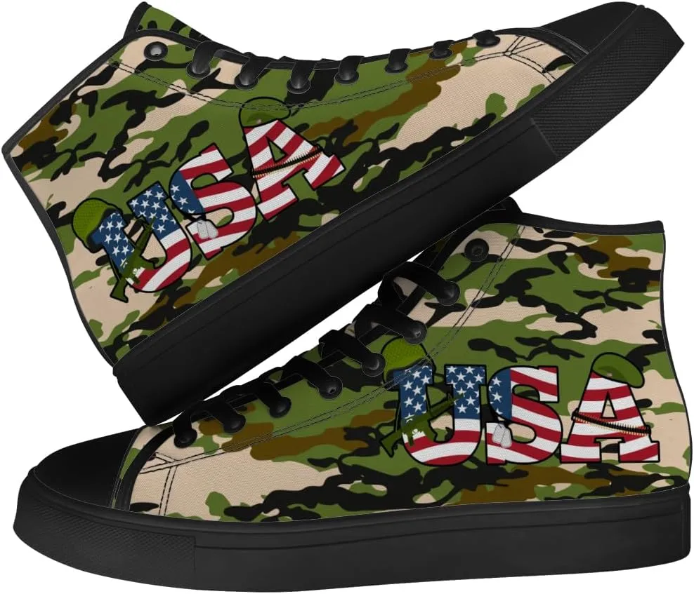 Veteran High Top Canvas Shoes for Men Women High Top Sneakers Lace Up Casual Shoes Gifts for Mama Papa
