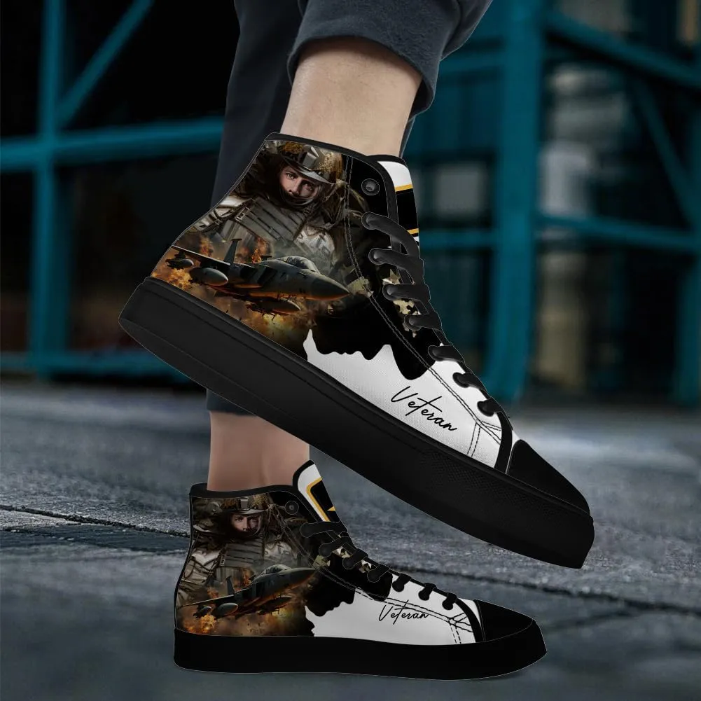 Veteran High Top Canvas Shoes for Men Women High Top Sneakers Lace Up Casual Shoes Gifts for Mama Papa