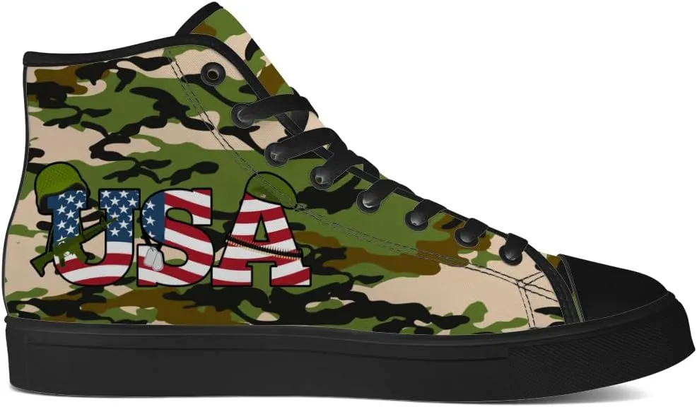 Veteran High Top Canvas Shoes for Men Women High Top Sneakers Lace Up Casual Shoes Gifts for Mama Papa