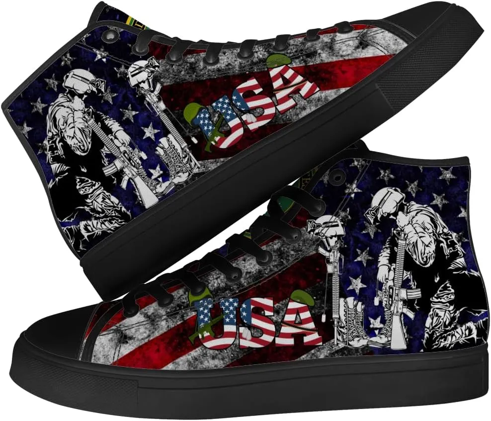 Veteran High Top Canvas Shoes for Men Women High Top Sneakers Lace Up Casual Shoes Gifts for Mama Papa