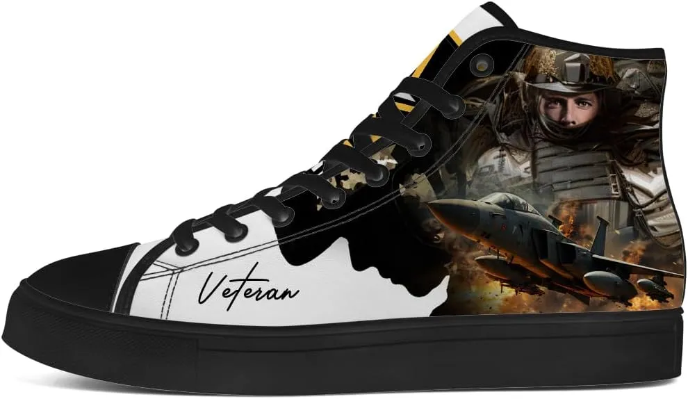Veteran High Top Canvas Shoes for Men Women High Top Sneakers Lace Up Casual Shoes Gifts for Mama Papa