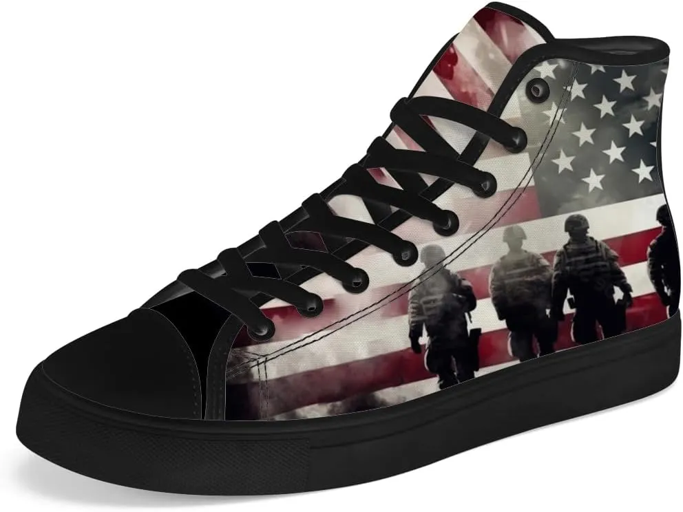 Veteran High Top Canvas Shoes for Men Women High Top Sneakers Lace Up Casual Shoes Gifts for Mama Papa