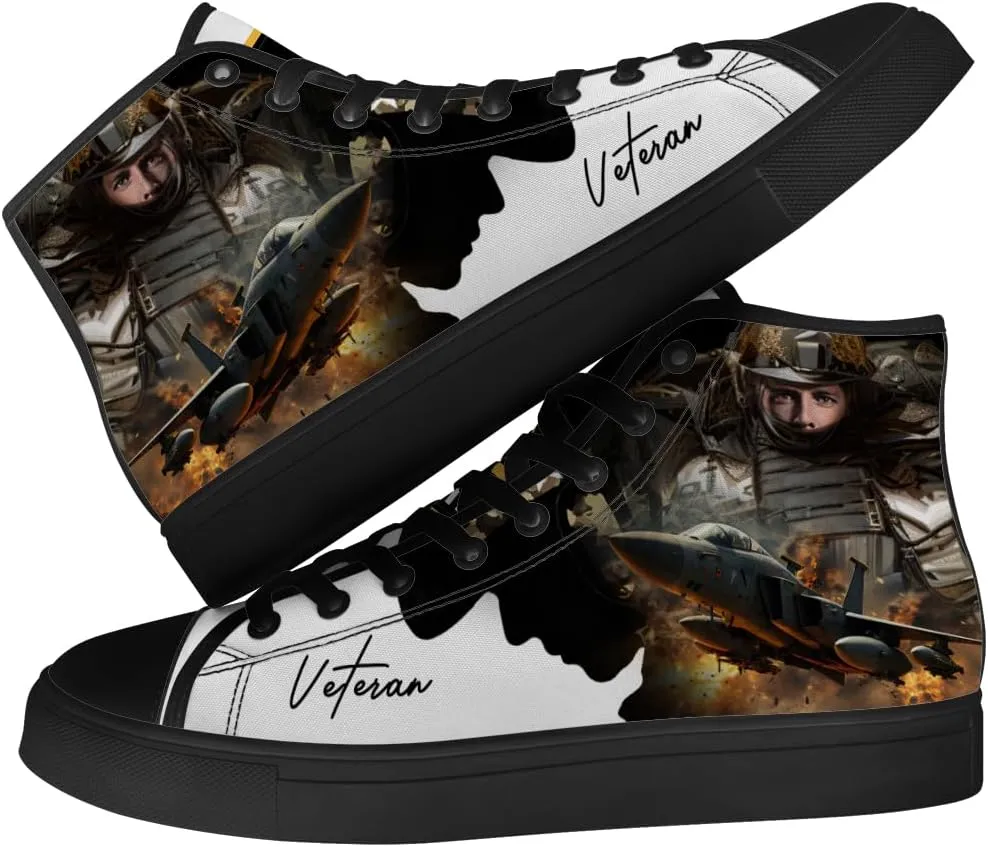Veteran High Top Canvas Shoes for Men Women High Top Sneakers Lace Up Casual Shoes Gifts for Mama Papa