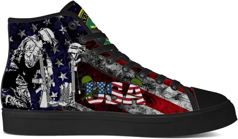 Veteran High Top Canvas Shoes for Men Women High Top Sneakers Lace Up Casual Shoes Gifts for Mama Papa