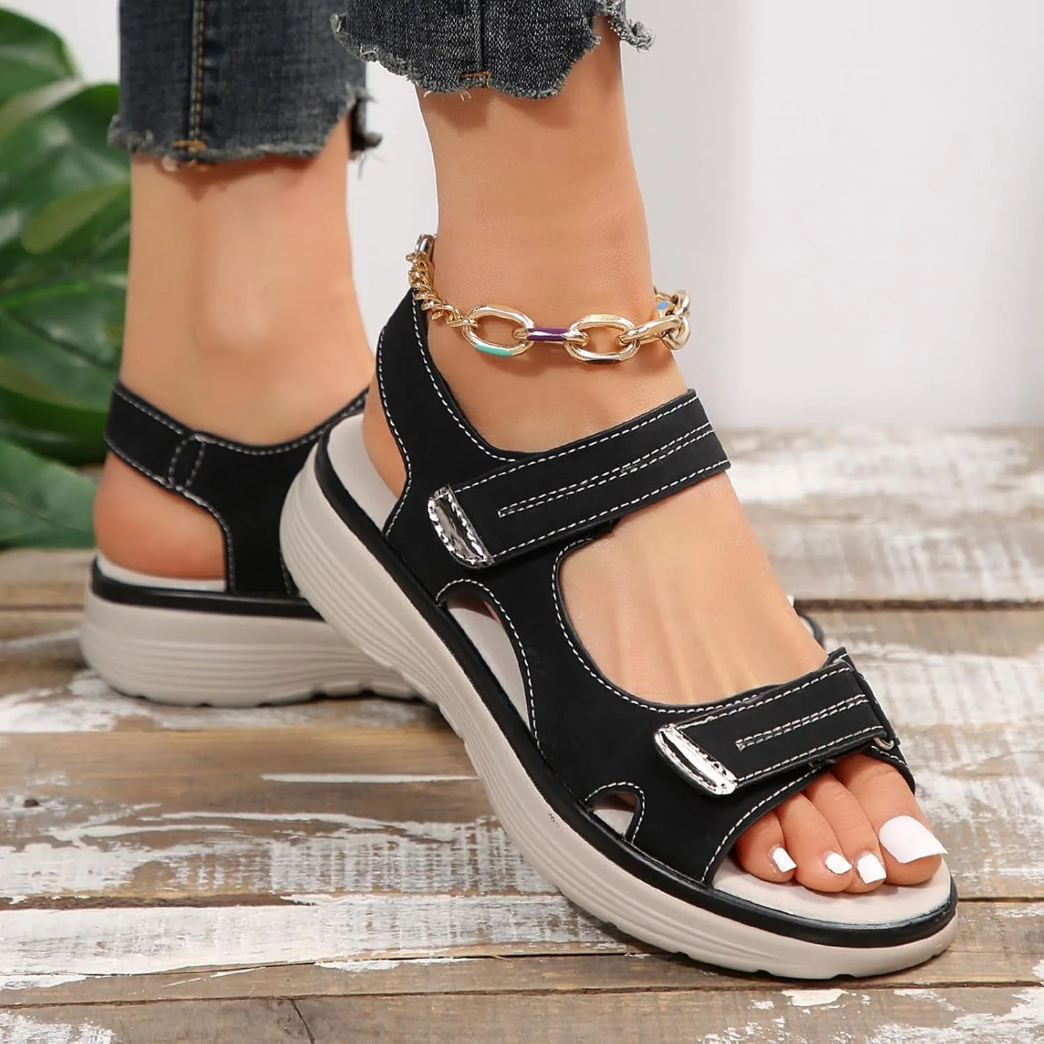 Walking Sandals Women Comfort Fashion Athletic Sandals Outdoor Hiking Arch Support Slingback Orthopedic Soft Shoes