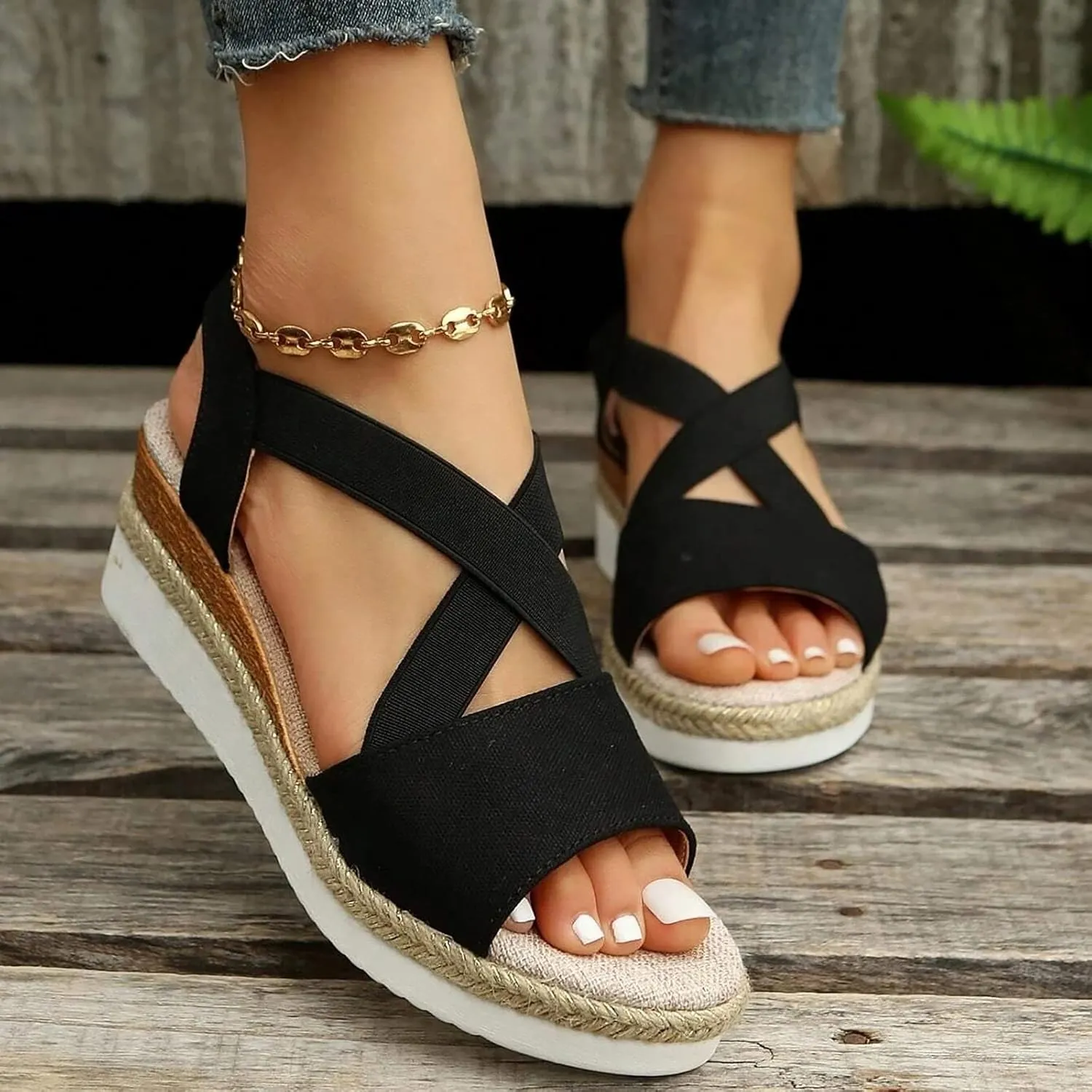Wedges for Women Women's Platform Wedge Sandals Soft Casual Summer Sandal Comfortable Arch Support Slip on