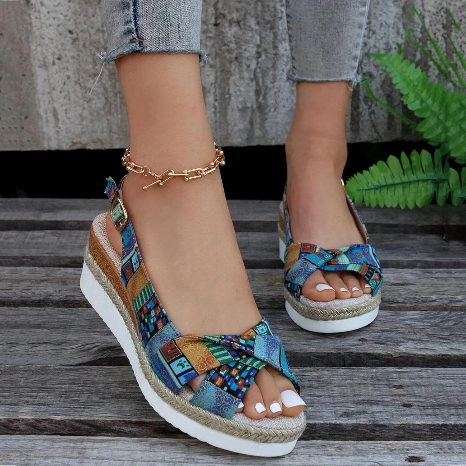 Wedges for Women Women's Platform Wedge Sandals Soft Comfortable Casual Sandal Slip on Arch Support Beach