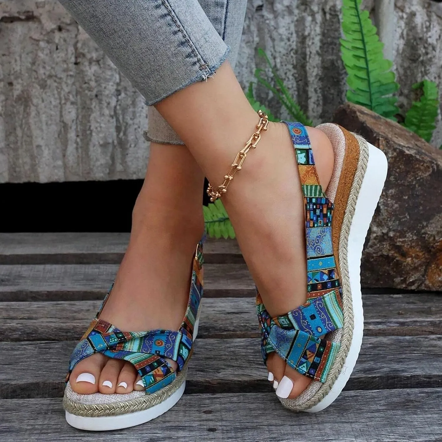 Wedges for Women Women's Platform Wedge Sandals Soft Comfortable Casual Sandal Slip on Arch Support Beach