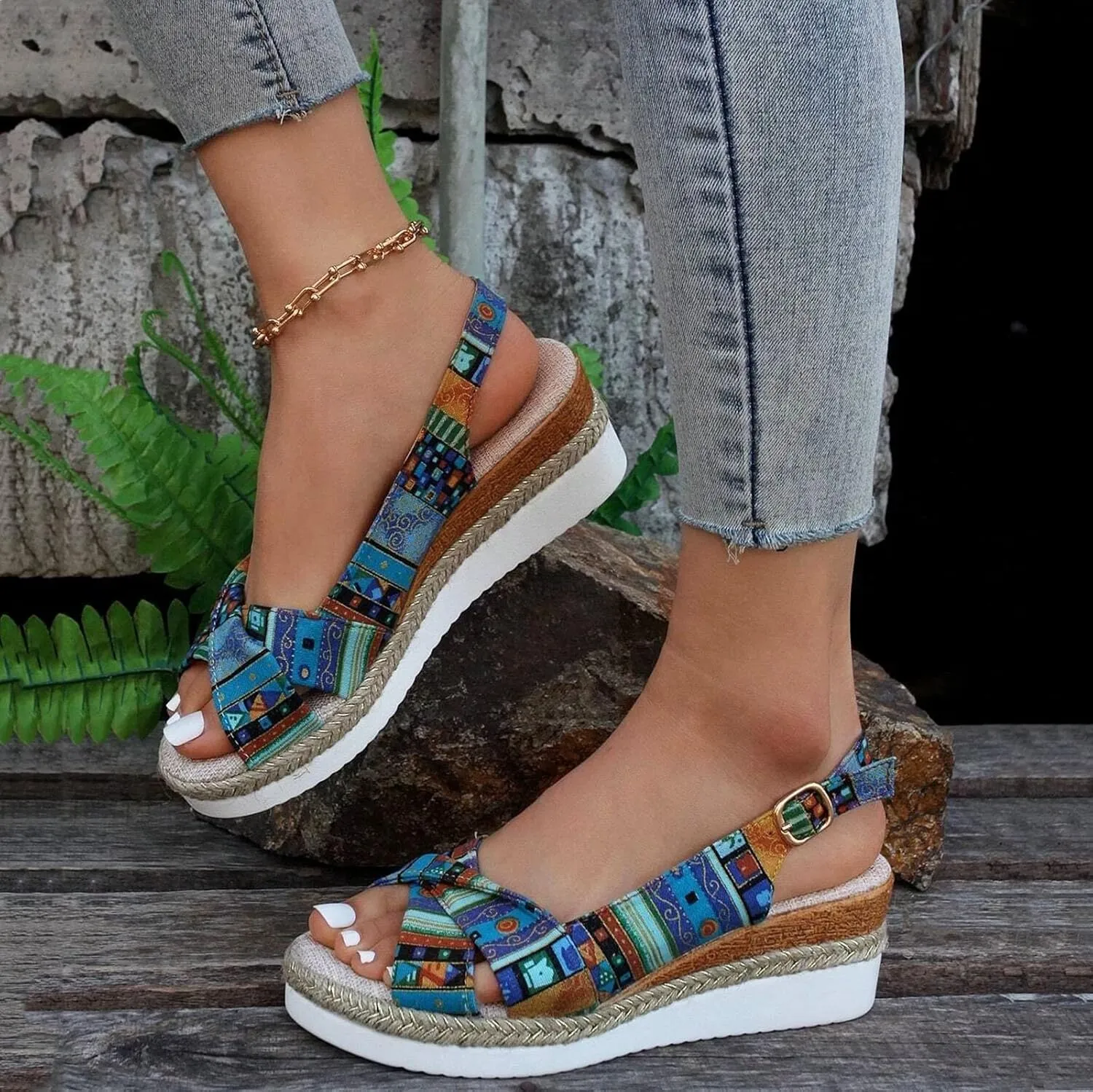 Wedges for Women Women's Platform Wedge Sandals Soft Comfortable Casual Sandal Slip on Arch Support Beach