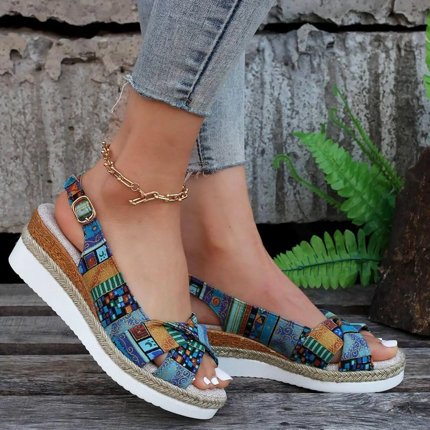 Wedges for Women Women's Platform Wedge Sandals Soft Comfortable Casual Sandal Slip on Arch Support Beach