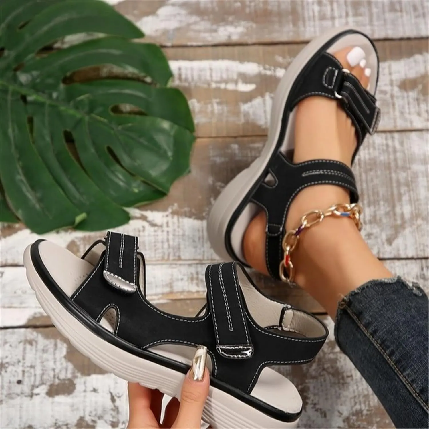 Women Arch Support Walking Sandals Orthopedic Comfortable Non Slip Outdoor Wedge Slingback Hiking Shoes