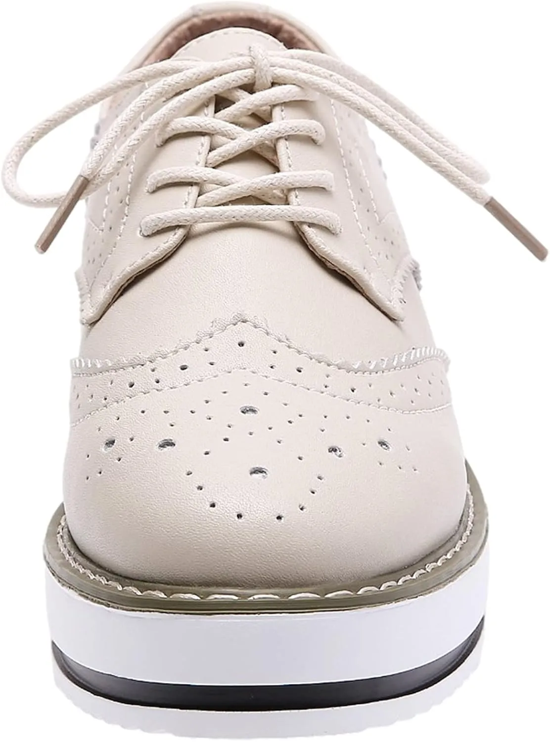 Women's Lace-Up Brogues Sneakers Causal Platform Round Toe Oxfords Shoes