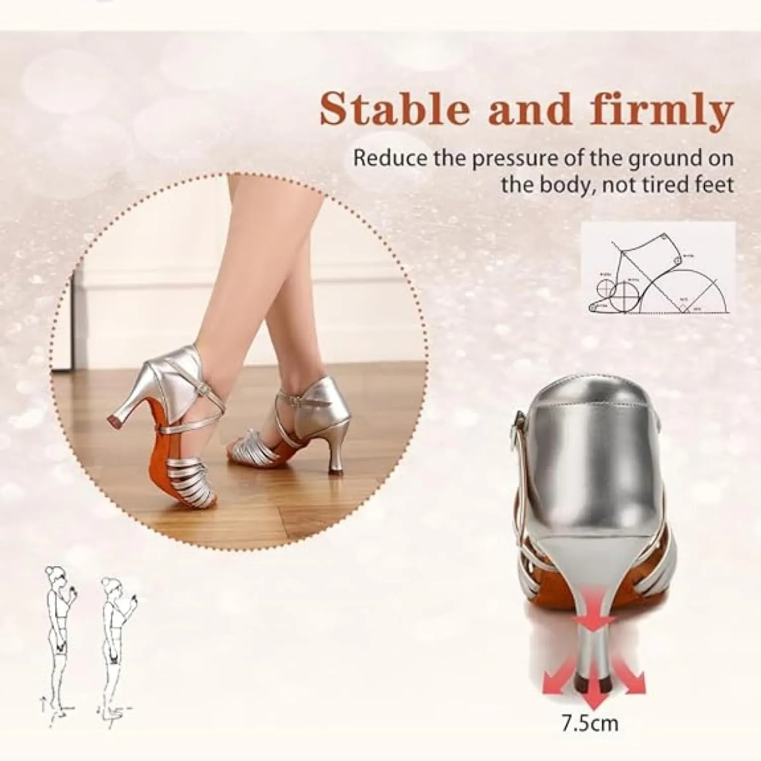 Women's Latin Dance Shoes Satin Open Toe Professional Ballroom Salsa Practice Performance Dancing Shoes Suede Sole