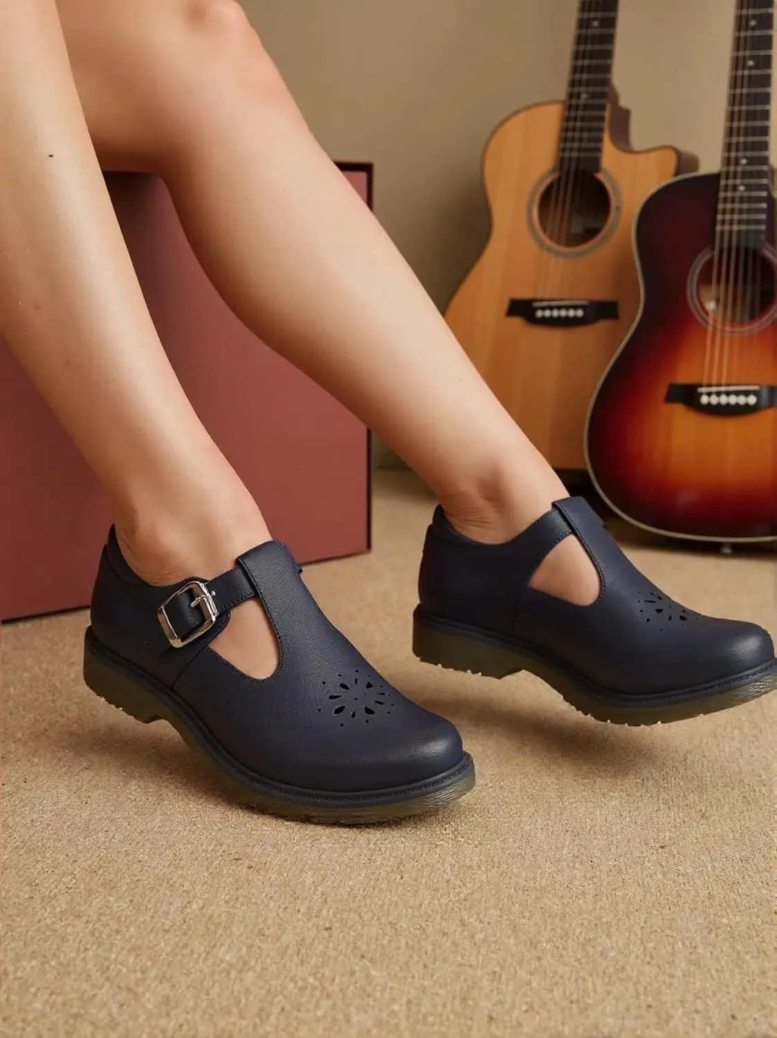 Women's Mary Jane Shoes ?C Classic Black Oxford Shoes with T-Strap Design | Comfortable & Stylish Mary Janes for Women | Casual & Dressy T-Strap Mary Jane Flats