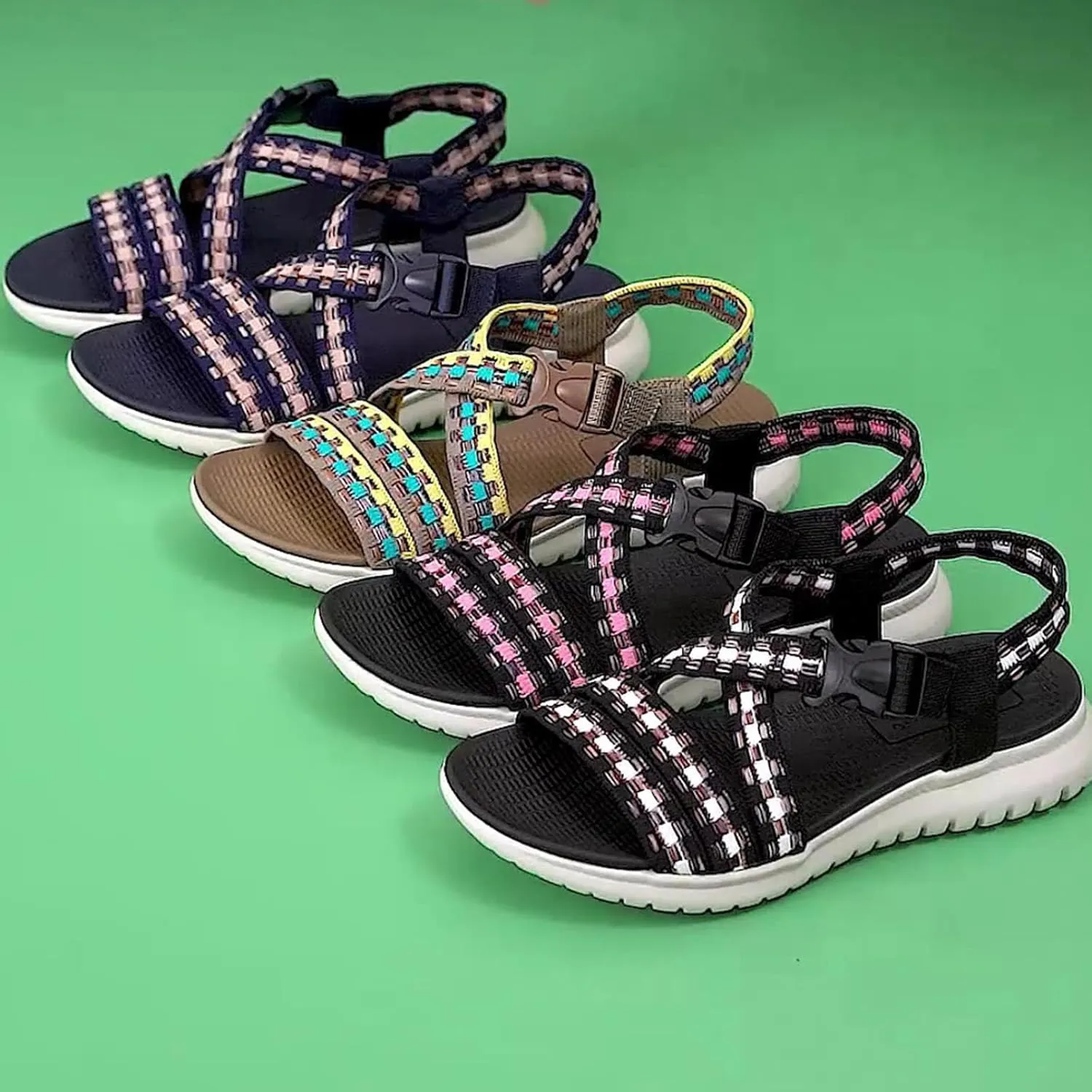Womens Orthopedic Walking Hiking Sandals Adjustable Open Toe Sports Water Sandals with Plantar Fasciitis Arch Support Athletic Cushion Outdoor Beach Sandal Quick Drying Breathable Mesh Shoe (9)