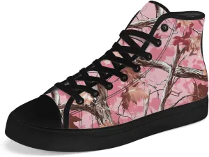 Women's Pink Camouflage High Top Canvas Shoes Camo High Top Sneakers Lace Up Casual Shoes Gifts for Ladies Girlfriend