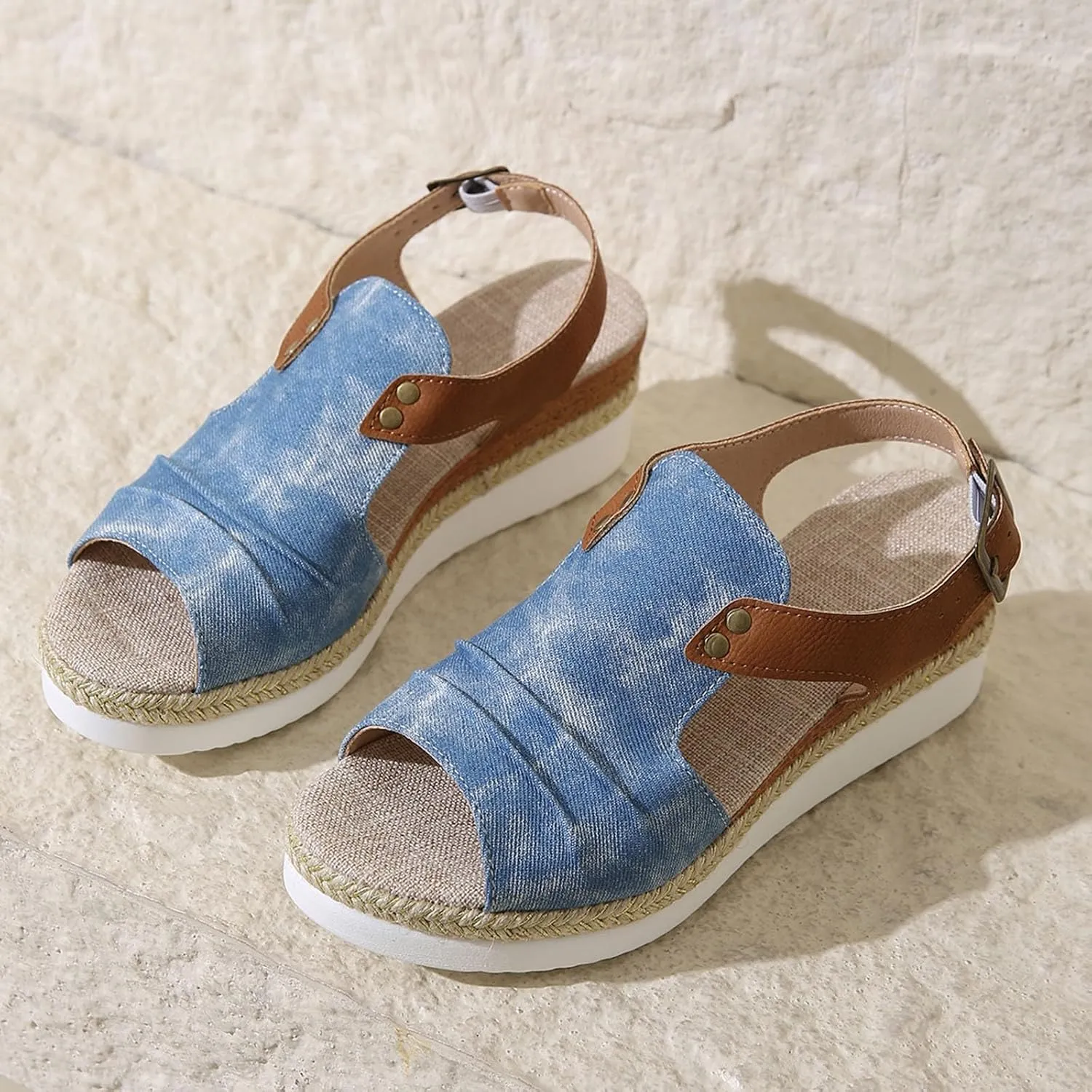 Women's Platform Wedge Sandals Wedge Sandals for Women Slip on Beach Casual Sandal Arch Support Comfortable Soft