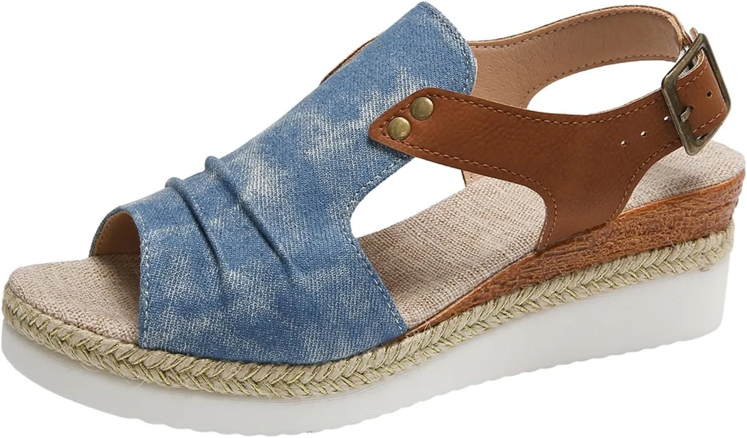 Women's Platform Wedge Sandals Wedge Sandals for Women Slip on Beach Casual Sandal Arch Support Comfortable Soft