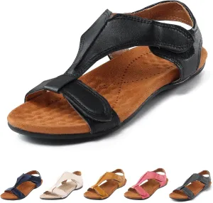 Womens Sandals Casual Summer Beach Shoes Dressy Open Toes Flat Sandal Vintage Bohemian Flip Flops Sandals Soft Lightweight Comfort Walking Shoes for Women
