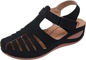 Womens Sandals Wedge Shoes Comfortable Ankle Strap Closed Toe Summer Beach Platform Sandals Casual Bohemia Outdoor Wedges